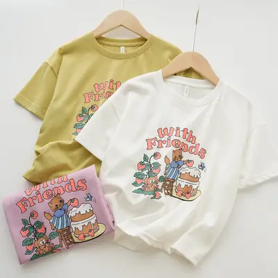 Cute Cartoon T-Shirt for Boys Girls Pink