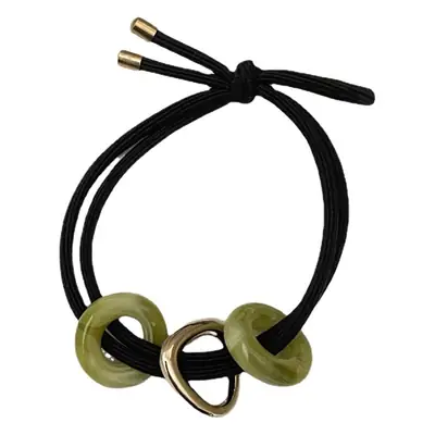 Women's Brown Hair Ring Tie Rope with Metal Rings