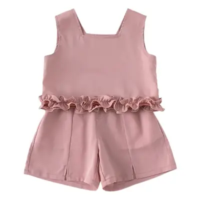 Pink Ruffled Baby Vest Set for Girls Two-Piece