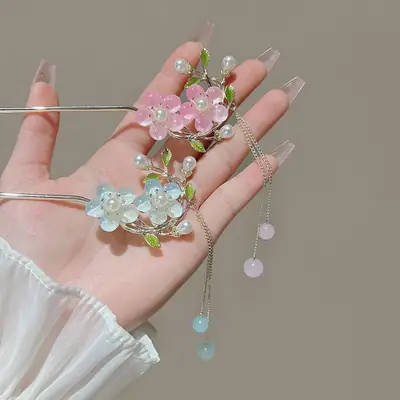 Peach Blossom Tassel Hairpin Ancient Style High-End New Headwear
