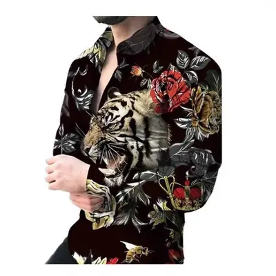 2024 Printed Men's Casual Shirt with European American Design