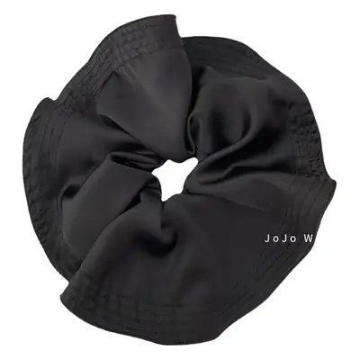 Black Satin Hair Ring with High Elastic Tie