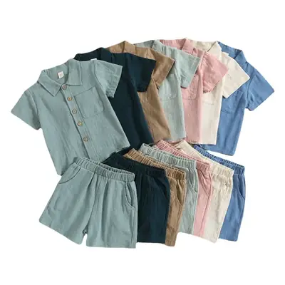 Boys Cotton Linen 2-Piece Summer Suit Cream