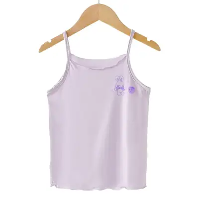 Girls' Cotton Vests Set White Pink Strawberry Print