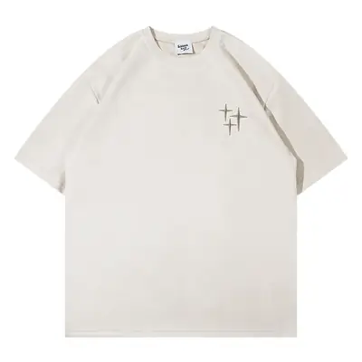 Men Women Summer Suede T-Shirt 200g High Street Embroidered