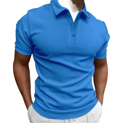 Men Slim Fit Yellow Polo Shirt Button Collar