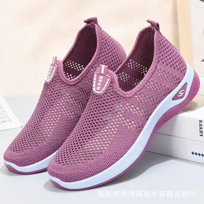 Women's Black Slip-On Mesh Casual Shoes