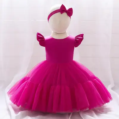 Pink Princess Tulle Bow Dress for Girls