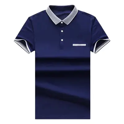 Men Cotton Polo Shirt White Short Sleeve Summer