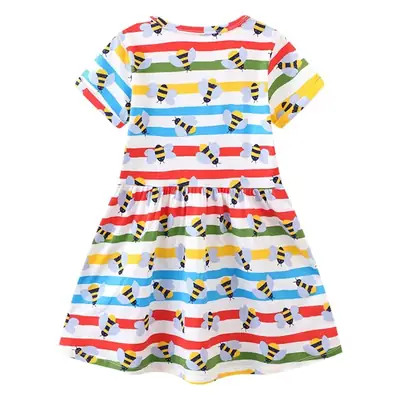 Baby Girl Multi Color Striped Short Sleeve Dress 2025