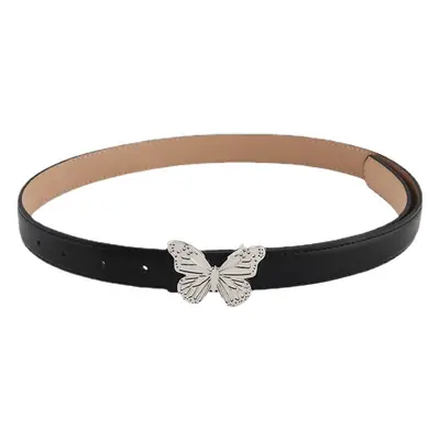 Silver Butterfly Belt for Women Brown Leather