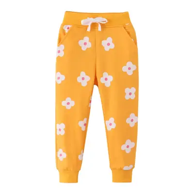 Children's Printed Cotton Sweatpants Yellow Floral