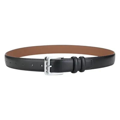 Women's Beige Leather Belt with Silver Buckle