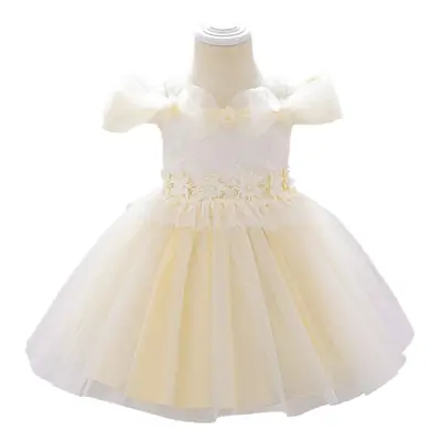 Light Blue Princess Girl's Evening Dress with Lace Embroidery
