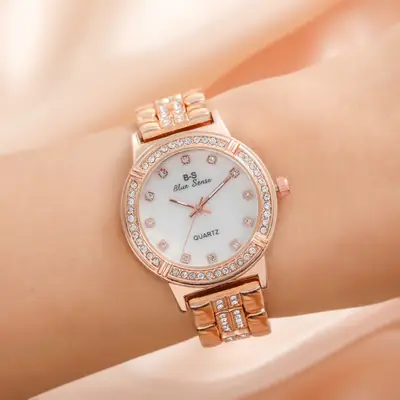 Women's Diamond Watch with Alloy Belt
