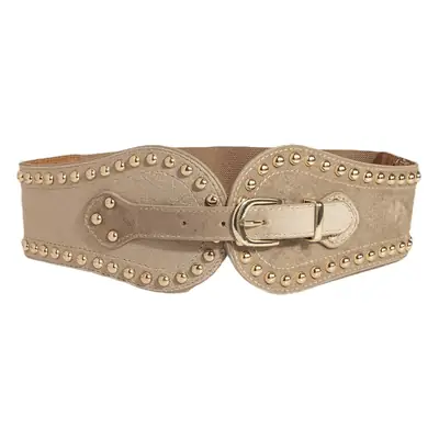 Women's Maroon Rivet Elastic Waist Belt