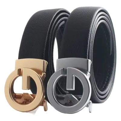 Hongsheng Men's Black Belt with Gold & Silver Buckles