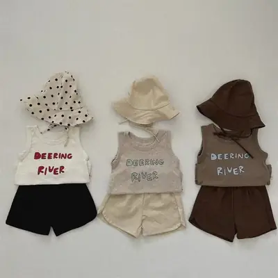 Kids Sleeveless Shorts Set Korean Design Cool Suit