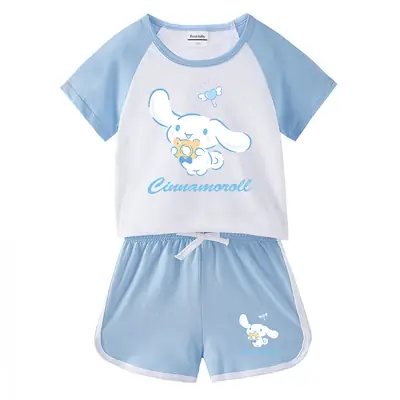 2023 Kids Summer T-Shirt Shorts Set Gray Cinnamonroll