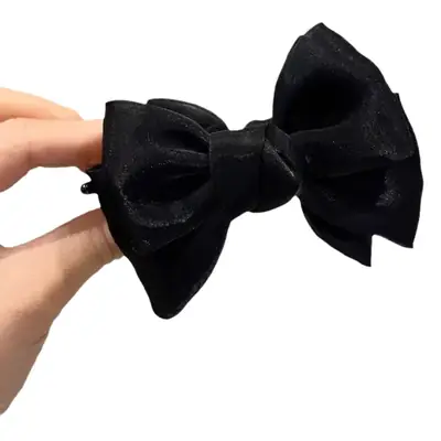 Black Velvet Bow Hair Clip for Women