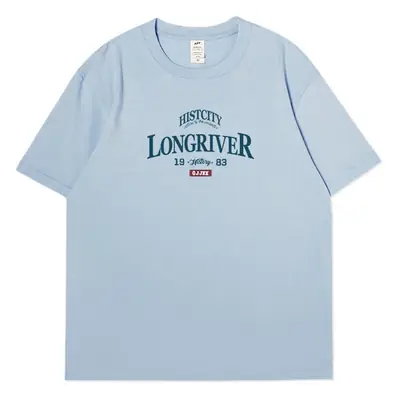 Men Cotton Letter Print T-Shirt White Longriver Design