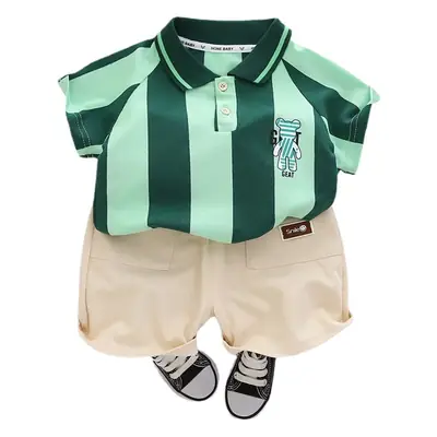 Children Cotton Green Light Shorts Suit Summer