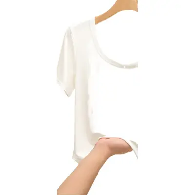White U-Neck Short Sleeve T-Shirt for Women