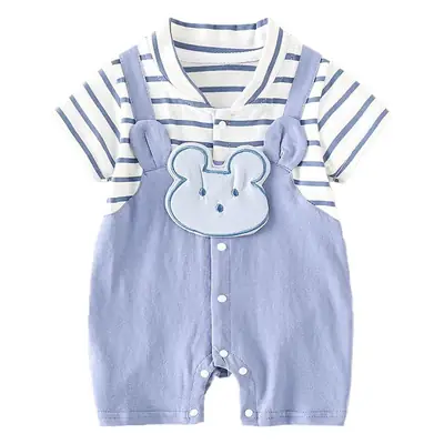 Baby Wrap Fart Shorts Blue Striped Short Sleeve