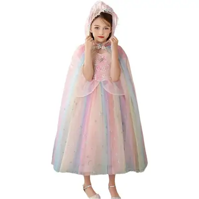 Elsa Rainbow Chiffon Party Dress for Girls