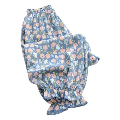 Girls Floral Cotton Pants Summer Casual Anti-Mosquito