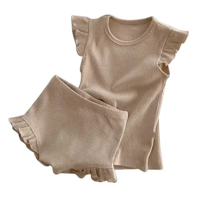 Baby Boys Summer Cotton Suit Brown Short Sleeve T-shirt Pants