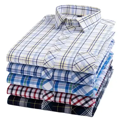 Men's Blue White Plaid Long Sleeve Shirt D-22