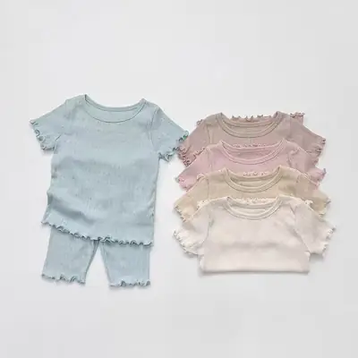 Kids Hollow Out Summer Capri Pants Set Multi Color