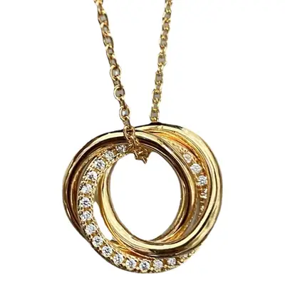 Gold Cross-Circle Necklace for Women with Crystal Accents