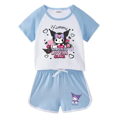 2023 Kids Summer Suit Black White Cartoon Short Sleeve