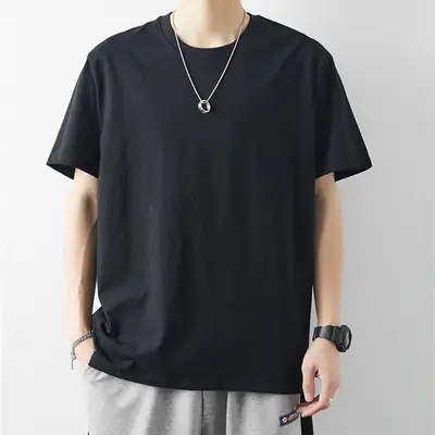 Pure Cotton Black T-Shirt for Men Women Summer Layering
