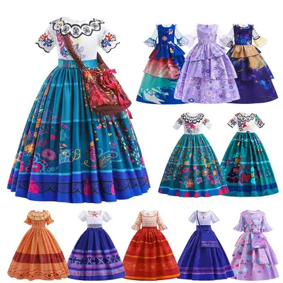 2023 Cross-border New Magic Full House Encanto Princess Dress Kids Dress with Bag