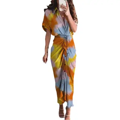 Cross-Border Printed Lace-Up Shirt for Women 2025