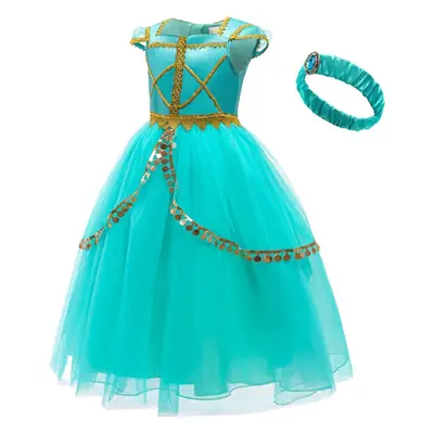 Jasmine Princess Mermaid Dress Turquoise Aladdin Costume Set