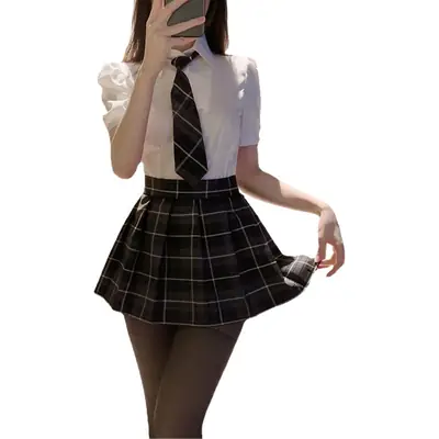 Women's JK Waist Pleated Skirt with Tie Top