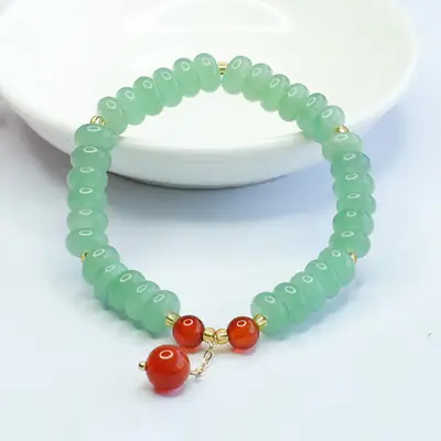 Jade Tassel Bracelet with Red Accents