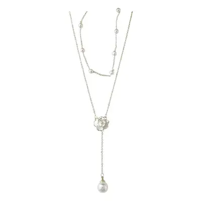 Camellia Double Layer Pearl Necklace Women's Summer Light