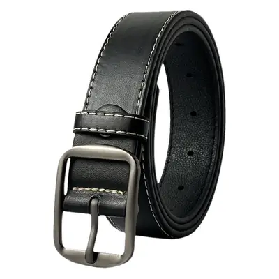 2024 Women's Black Leather Belt with Silver Buckle