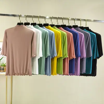 Women's Yellow Modal Muffel T-Shirt Half Sleeve