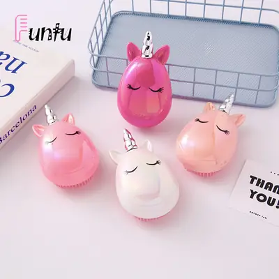 Cute Unicorn Hair Comb for Girls Pink White