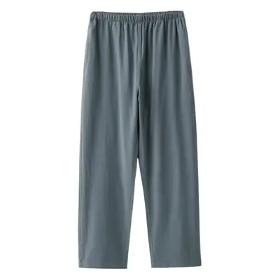 Men's Loose Straight Tang Cotton Linen Pants Grey