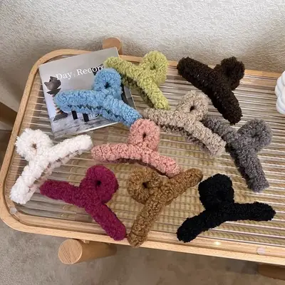 Plush Hair Clip for Women Large Shark Clip Autumn Winter