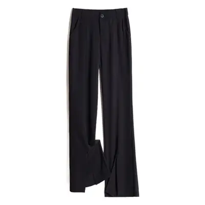 Women's White Slim Fit Bell Bottom Pants with High Waist