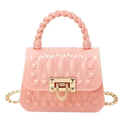Pink Rivet Chain Shoulder Bag for Women