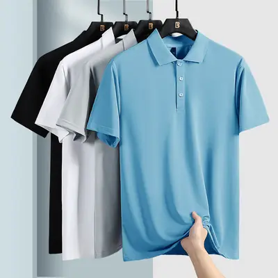 Men's Ice Silk Polo Shirt Extra Large Summer Solid